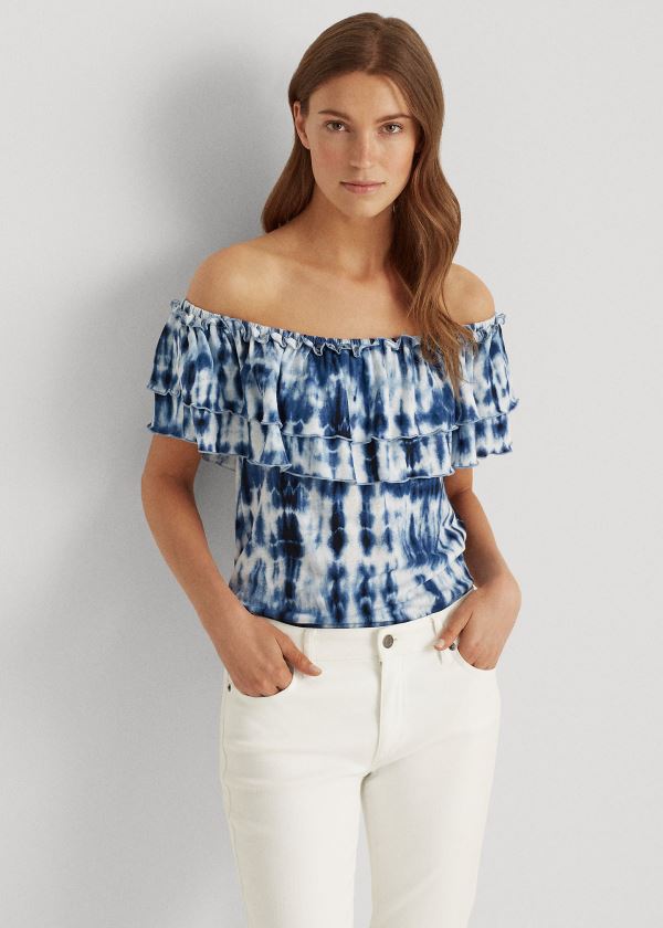 Ralph Lauren Tie-Dye Off-the-Shoulder Top Dame Danmark (YBGKL1236)